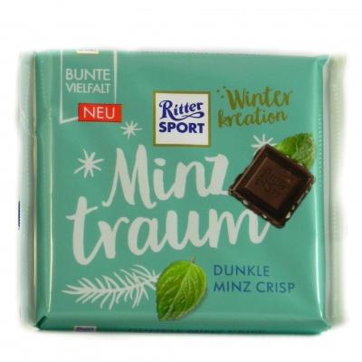 Шоколад Ritter Sport чорний з мятою та хрустиками 100 г