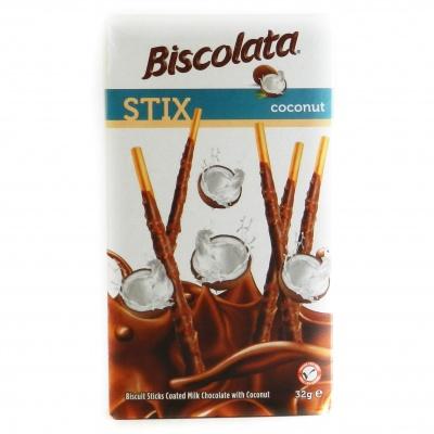 Соломка Biscolata Stix Milky молочна з кокосом 32г