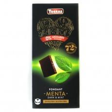 Шоколад без глютену та цукру Torras Zero чорний з мятою 85% какао 100г