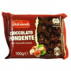 Шоколад Dolciando чорний з лісовим горіхом 100 г