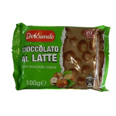 Шоколад Dolciando молочний з лісовим горіхом 100г
