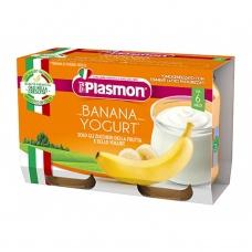 Пюре Plasmon з бананом та йогуртом від 6міс.(без глютену) 2*104г