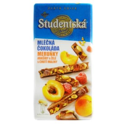 Шоколад Studentska молочний абрикос та малина 180г