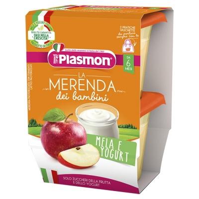 Пюре Plasmon яблуко та йогурт без глютену до 6міс. 2*120г