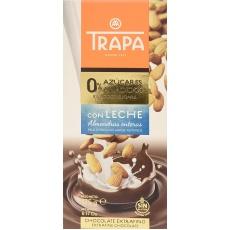 Шоколад Trapa молочный с миндалем без сахара 175г
