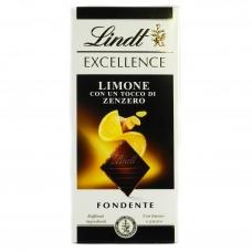 Шоколад чорний Lindt з лимоном та імбирем 47% какао 100г
