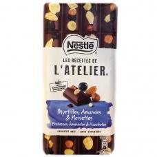 Шоколад Nestle L`atelier чорний з чорницею,мигдалем та фундуком 170г