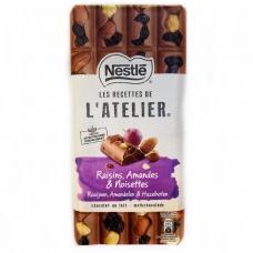 Шоколад Nestle L`atelier молочний з ізюмом,мигдалем та фундуком 170г