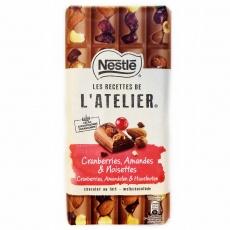 Шоколад Nestle L`atelier молочный с клюквой, миндалем и фундуком 170г