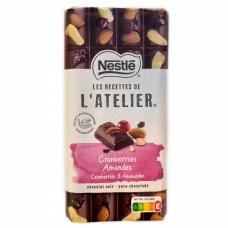 Шоколад Nestle L`atelier чорний з журавлиною,мигдалем та фундуком 170г