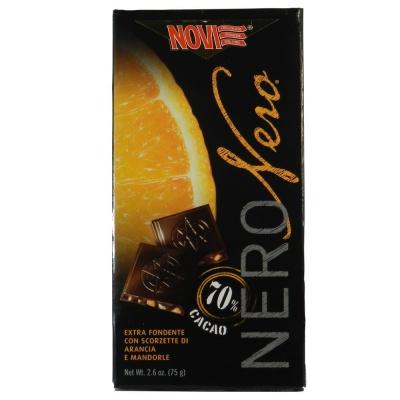 Шоколад Novi 70% какао з апельсином і мигдалем 75г