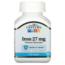 Витамины 21st Century Железо 27 мг, 110шт