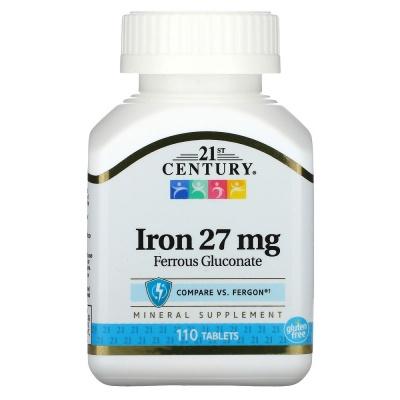 Витамины 21st Century Железо 27 мг, 110шт