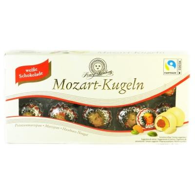 Конфеты Henry Lambertz Mozart-Kugeln с марципаном в белом шоколаде 200г